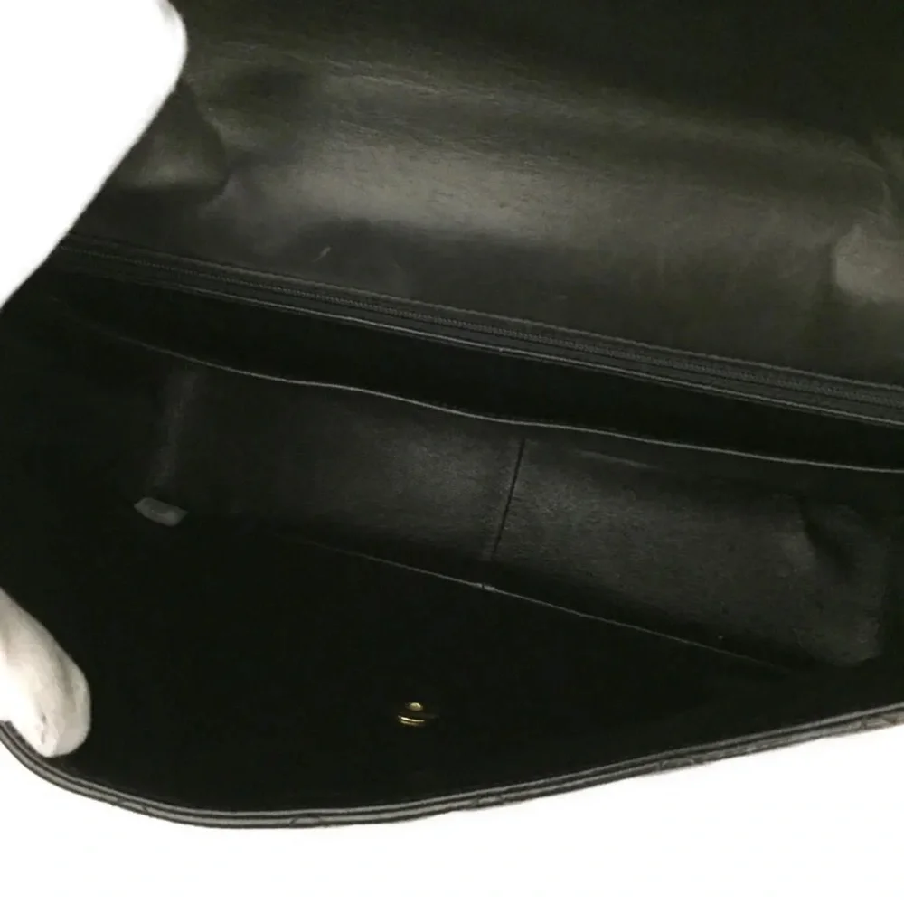 CHANEL Classic Black Leather Jumbo 30 / 24k Gold Chain Flap Bag +Card/Duster + - Picture 7 of 12